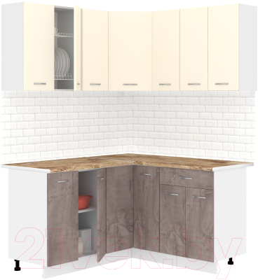 Готовая кухня Кортекс-мебель Корнелия Лира 1.5x1.5 (крем/оникс/мадрид)