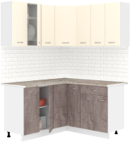 Кухонный гарнитур Кортекс-мебель Корнелия Лира 1.5x1.5 (крем/оникс/марсель) - 
