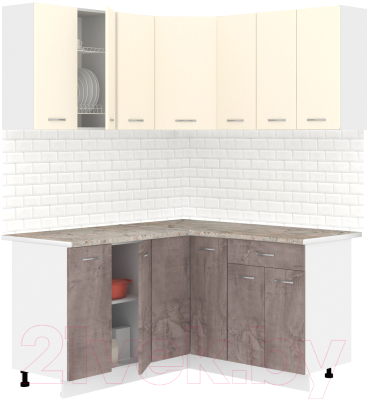 Готовая кухня Кортекс-мебель Корнелия Лира 1.5x1.5 (крем/оникс/марсель)