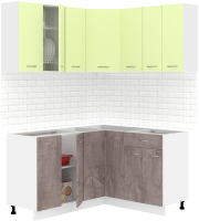 Кухонный гарнитур Кортекс-мебель Корнелия Лира 1.5x1.4 без столешницы (салатовый/оникс) - 