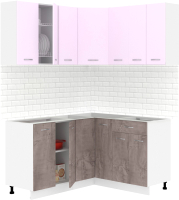 Кухонный гарнитур Кортекс-мебель Корнелия Лира 1.5x1.4 без столешницы (сирень/оникс) - 