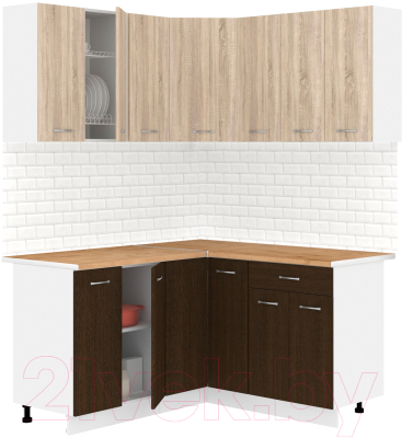 Готовая кухня Кортекс-мебель Корнелия Лира 1.5x1.5 (дуб сонома/венге/дуб бунратти)