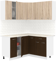 Готовая кухня Кортекс-мебель Корнелия Лира 1.5x1.5 (дуб сонома/венге/королевский опал) - 