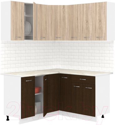 Готовая кухня Кортекс-мебель Корнелия Лира 1.5x1.5 (дуб сонома/венге/королевский опал)