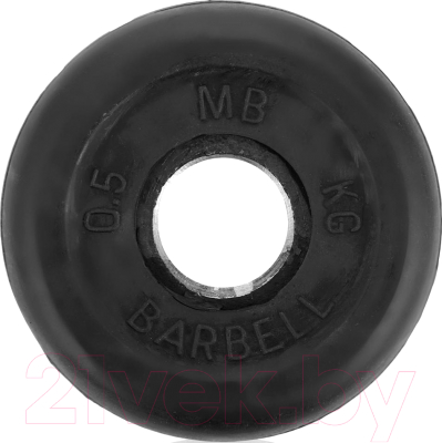 Диск для штанги MB Barbell d26мм 0.5кг (черный)
