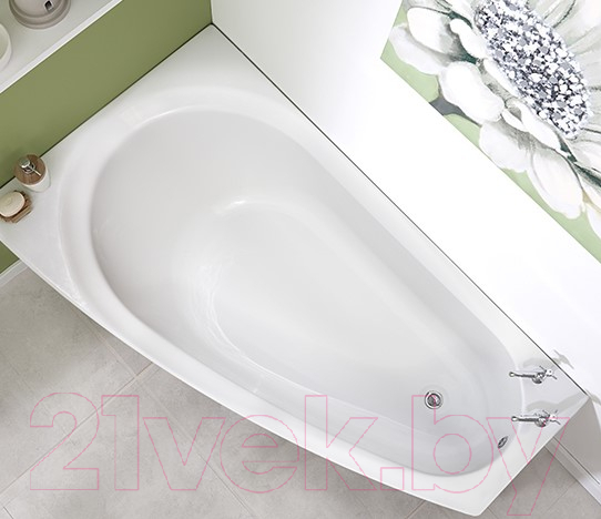 Ванна акриловая Alba Spa Baline Asymmetric 150x90 L (с ножками) — фото 2