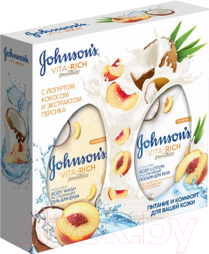 Набор косметики для тела Johnson's Vita Rich Йогурт/Кокос/Персик гель для душа + лосьон для тела (250мл + 250мл)