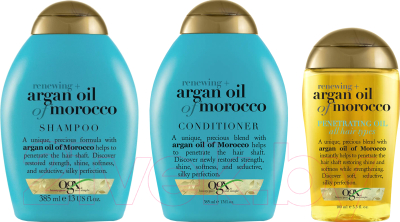 Набор косметики для волос OGX Восстанавлив. аргановое масло Марокко шампунь+кондиционер+масло (385мл+385мл+100мл)