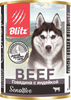 Влажный корм для собак Blitz Pets Говядина с индейкой / 4058 (0.4кг) - 