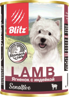 Влажный корм для собак Blitz Pets Sensitive Ягненок с индейкой / 4054 (0.4кг) - 