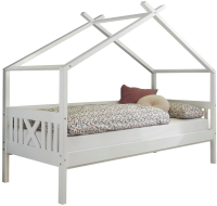 Стилизованная кровать детская Mio Tesoro Домик (белый воск/массив сосны) - 