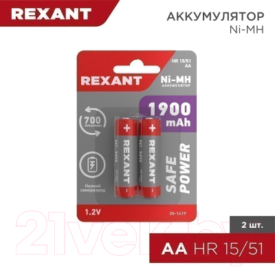 Комплект аккумуляторов Rexant 30-1419 (2шт)