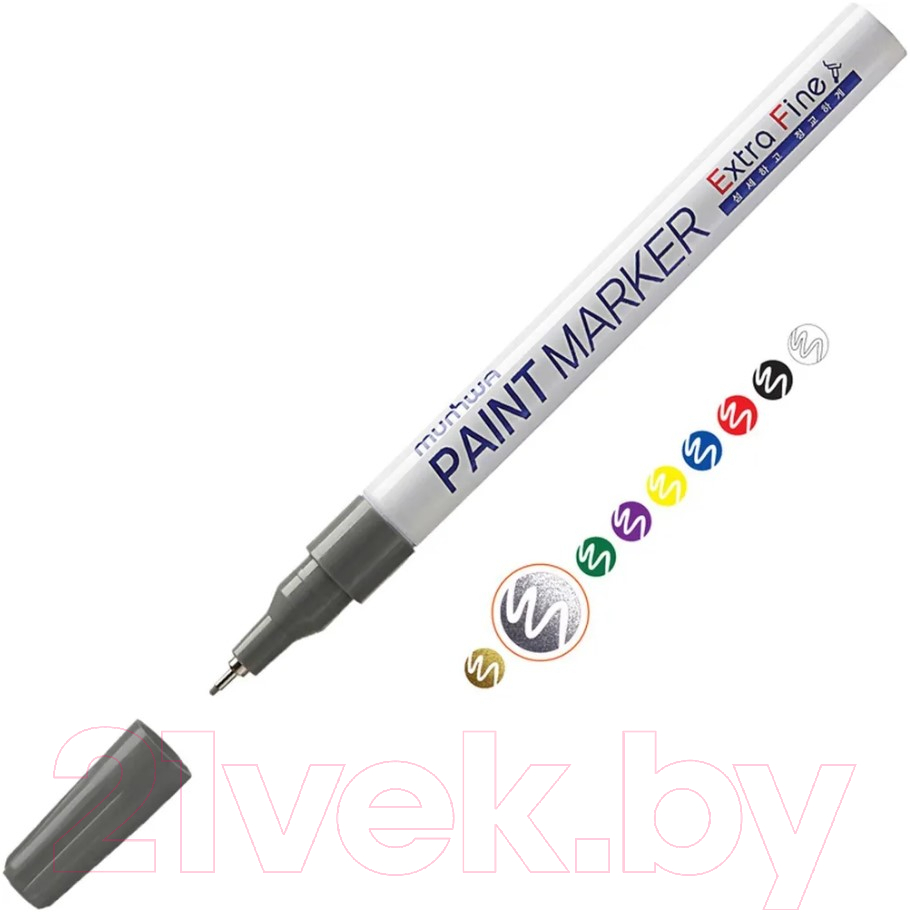 Маркер перманентный MunHwa Extra Fine Paint Marker / EFPM-06 (серебристый) — фото 2