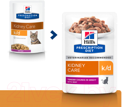 Влажный корм для кошек Hill's Prescription Diet Kidney Care k/d Beef / 605666 (85г)