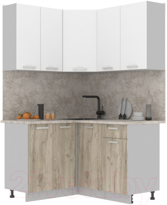 Готовая кухня Интерлиния Мила Лайт 1.2x1.4 (белый платинум/дуб серый/малага)