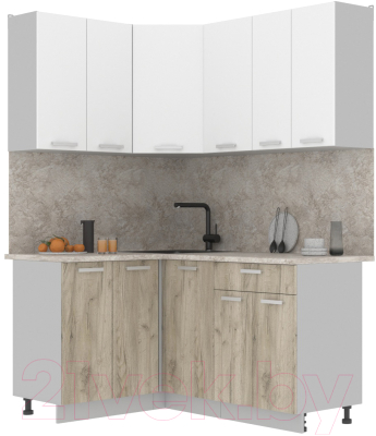 Готовая кухня Интерлиния Мила Лайт 1.2x1.6 (белый платинум/дуб серый/малага)