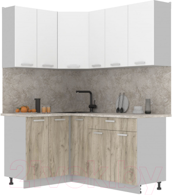 Готовая кухня Интерлиния Мила Лайт 1.2x1.7 (белый платинум/дуб серый/малага)
