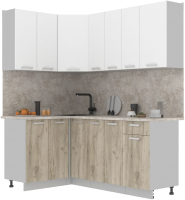 Готовая кухня Интерлиния Мила Лайт 1.2x1.9 (белый платинум/дуб серый/малага) - 