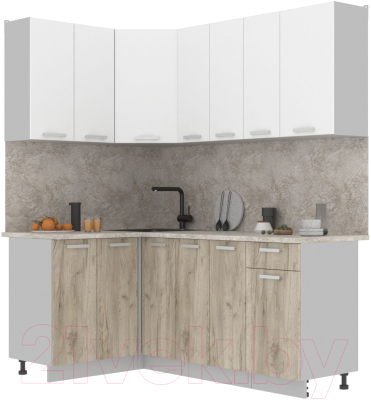 Готовая кухня Интерлиния Мила Лайт 1.2x1.9 (белый платинум/дуб серый/малага)