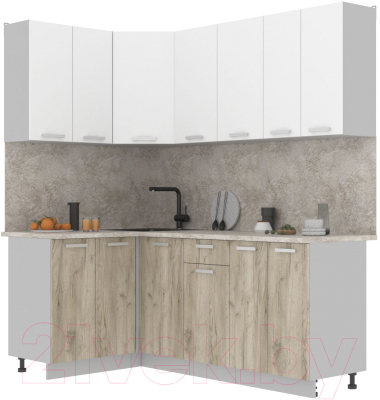 Готовая кухня Интерлиния Мила Лайт 1.2x2.0 (белый платинум/дуб серый/малага)