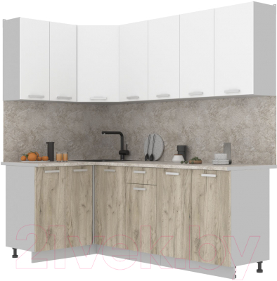 Готовая кухня Интерлиния Мила Лайт 1.2x2.2 (белый платинум/дуб серый/малага)