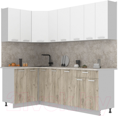 Готовая кухня Интерлиния Мила Лайт 1.2x2.3 (белый платинум/дуб серый/малага)