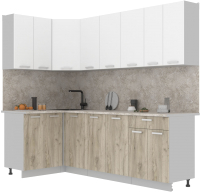 Готовая кухня Интерлиния Мила Лайт 1.2x2.4 (белый платинум/дуб серый/малага) - 