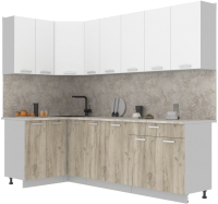 Готовая кухня Интерлиния Мила Лайт 1.2x2.5 (белый платинум/дуб серый/малага) - 