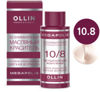 Масло для окрашивания волос Ollin Professional Megapolis Безаммиачное 10/8  (50мл, светлый блонд жемчужный ) - 