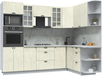 Кухонный гарнитур Интерлиния Берес 1.68x2.6 ВТ правая (дуб снежный/серый каспий) - 