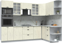 Кухонный гарнитур Интерлиния Берес 1.68x2.8 ВТ правая (дуб снежный/серый каспий) - 