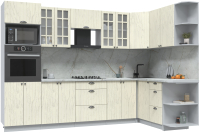 Кухонный гарнитур Интерлиния Берес 1.68x3.0 ВТ правая (дуб снежный/серый каспий) - 