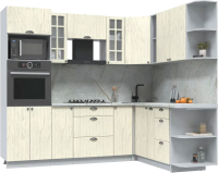 Кухонный гарнитур Интерлиния Берес 1.88x2.4 ВТ правая (дуб снежный/серый каспий) - 
