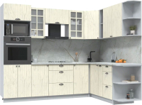 Кухонный гарнитур Интерлиния Берес 1.88x2.6 ВТ правая (дуб снежный/серый каспий) - 