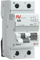 Дифференциальный автомат EKF Averes DVA-6 2P 25А 30мА(C)6кА тип AC / rcbo6-1pn-25C-30-ac-av - 