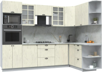 Кухонный гарнитур Интерлиния Берес 1.88x2.8 ВТ правая (дуб снежный/серый каспий) - 