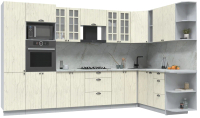 Готовая кухня Интерлиния Берес 1.88x3.4 ВТ правая (дуб снежный/серый каспий) - 