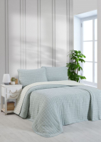 Набор текстиля для спальни Karven Muslin Kare Евро / Y837-kare-V5 (Yesil/зеленый) - 