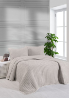 Набор текстиля для спальни Karven Muslin Kare Евро / Y837-kare-V6 (Kahve/кофейный) - 