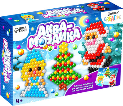 

Развивающая игра, Дед Мороз и Снегурочка. Аквамозаика с декорациями / 4378611