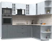 Кухонный гарнитур Интерлиния Берес 1.88x2.4 ВТ правая (дуб полярный/дуб серый/травертин серый) - 
