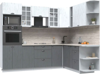 Кухонный гарнитур Интерлиния Берес 1.88x2.6 ВТ правая (дуб полярный/дуб серый/травертин серый) - 