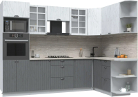 Кухонный гарнитур Интерлиния Берес 1.88x2.8 ВТ правая (дуб полярный/дуб серый/травертин серый) - 