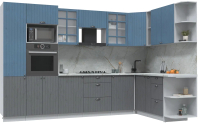 Кухонный гарнитур Интерлиния Берес 1.88x3.2 ВТ правая (дуб лазурный/дуб серый/серый каспий) - 
