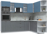 Кухонный гарнитур Интерлиния Берес 1.88x2.6 ВТ правая (дуб лазурный/дуб серый/серый каспий) - 