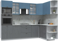 Кухонный гарнитур Интерлиния Берес 1.68x2.8 ВТ правая (дуб лазурный/дуб серый/серый каспий) - 