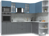 Кухонный гарнитур Интерлиния Берес 1.68x2.6 ВТ правая (дуб лазурный/дуб серый/серый каспий) - 