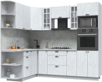 Готовая кухня Интерлиния Берес 1.68x2.4 ВТ левая (дуб полярный/серый каспий) - 