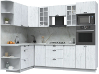 Кухонный гарнитур Интерлиния Берес 1.68x2.6 ВТ левая (дуб полярный/серый каспий) - 