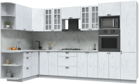 Кухонный гарнитур Интерлиния Берес 1.68x3.4 ВТ левая (дуб полярный/серый каспий) - 